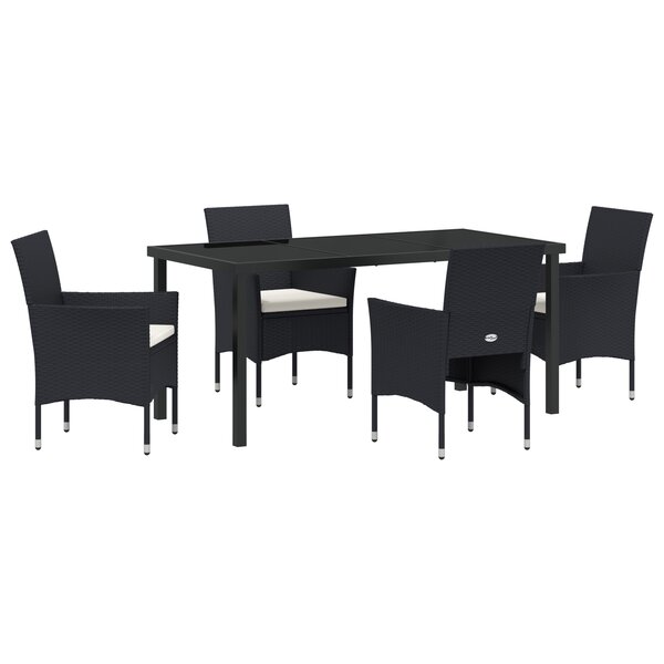 vidaXL Set de salle à manger de jardin 5 pièces noir rotin poly