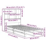 vidaXL Lit bibliothèque sans matelas 90x190 cm bois massif