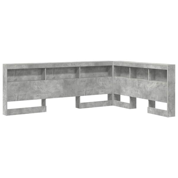 vidaXL Tête de lit de rangement Gris béton 140 cm Bois d'ingénierie