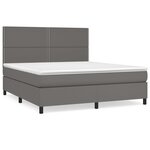vidaXL Sommier à lattes de lit avec matelas Gris 180x200 cm Similicuir