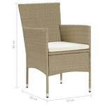 vidaXL Ensemble à manger de jardin et coussins 7 Pièces Poly rotin Beige