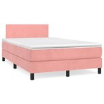 vidaXL Sommier à lattes de lit et matelas LED rose 120x190 cm velours