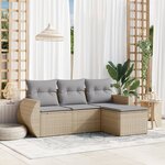 vidaXL Salon de jardin avec coussins 4 Pièces beige résine tressée