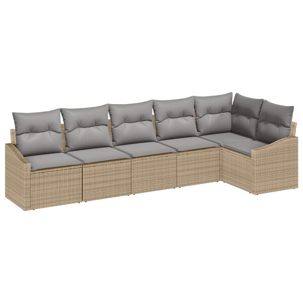 vidaXL Ensemble de 6 canapés de jardin avec coussins beige poly rotin