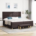vidaXL Lit à Ressorts avec Matelas & Banc Marron Foncé 200x200 cm Tissu