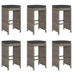 vidaXL Tabourets de bar de jardin et coussins lot de 6 résine tressée