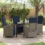 vidaXL Ensemble de jardin de 5 pièces en poly rotin gris