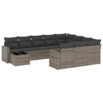 vidaXL Salon de jardin 11 Pièces avec coussins gris résine tressée