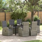 vidaXL Ensemble de salle à manger de jardin 7 pièces avec coussins Rattan synthétique gris