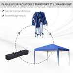Tonnelle barnum de jardin pliant anti-UV + sac de transport acier Oxford 3 x 3 x 2 55 m bleu