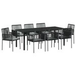 vidaXL Ensemble de salle à manger pour jardin 9 Pièces Noir Rotin PE