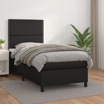 vidaXL Sommier à lattes de lit avec matelas Noir 100x200 cm Similicuir