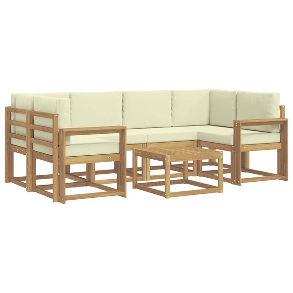 vidaXL Ensemble de canapés d'extérieur 7 pc Blanc et crème