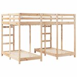 vidaXL Cadre de lit superposé triple Marron 140 x 200 cm Pin massif