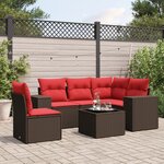 vidaXL Salon de jardin 6 Pièces avec coussins marron résine tressée