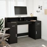 vidaXL Bureau avec lumières LED noir 140x55x91 cm bois d'ingénierie