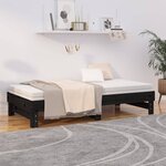 vidaXL Lit coulissant sans matelas noir 2x(90x190) cm