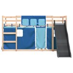 vidaXL Lit superposé sans matelas avec toboggan et rideaux 90x190 cm