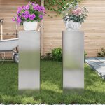 Supports de plantes d'extérieur vidaXL Pilier 2 Pièces 24x24x75 cm Acier inoxydable