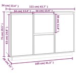 vidaXL Buffet Marron miel 111x34x75 cm Bois massif de pin