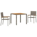 vidaXL Ensemble de salle à manger pour jardin 3 Pièces Gris polyrotin