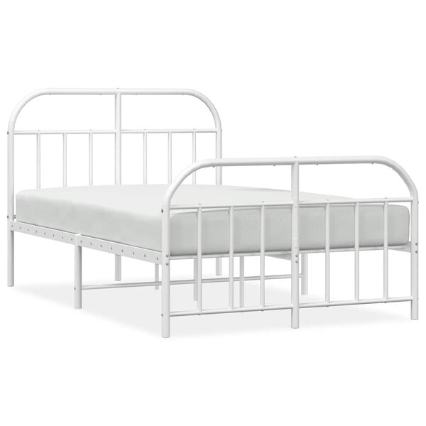 vidaXL Cadre de lit métal sans matelas et pied de lit blanc 120x200 cm