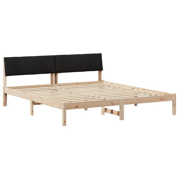 vidaXL Cadre de lit Marron et noir 200 x 200 cm Bois massif en pin