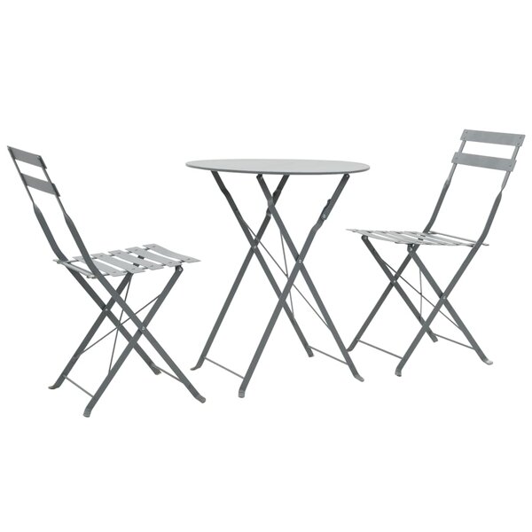 vidaXL Mobilier de bistro 3 Pièces Acier Gris