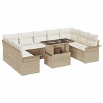 vidaXL Ensemble de canapé de jardin 10 Pièces Beige Poly Rattan