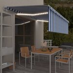 vidaXL Auvent automatique store capteur de vent/LED 5x3m Bleu et blanc