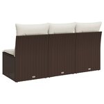 vidaXL Canapé de jardin avec coussins 3 places brun résine tressée