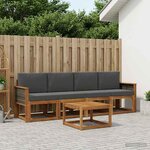 vidaXL Ensemble de canapés d'extérieur 4 Pièces Naturel et Anthracite