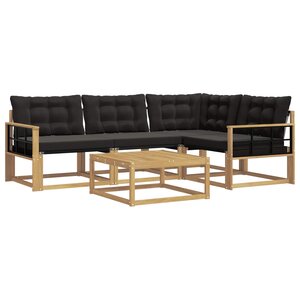 vidaXL Ensemble de canapés d'extérieur 5 pc Blanc et noir