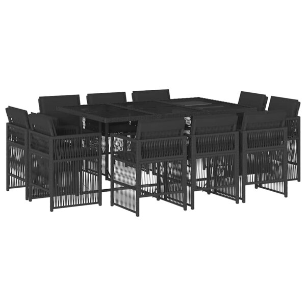 vidaXL Ensemble à manger de jardin 11 Pièces coussins noir résine tressée