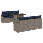 vidaXL Ensemble de canapé de jardin 7 Pièces Gris Poly rotin