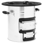 vidaXL Poêle à bois de camping Argenté 51 5x35x30 5cm Acier inoxydable