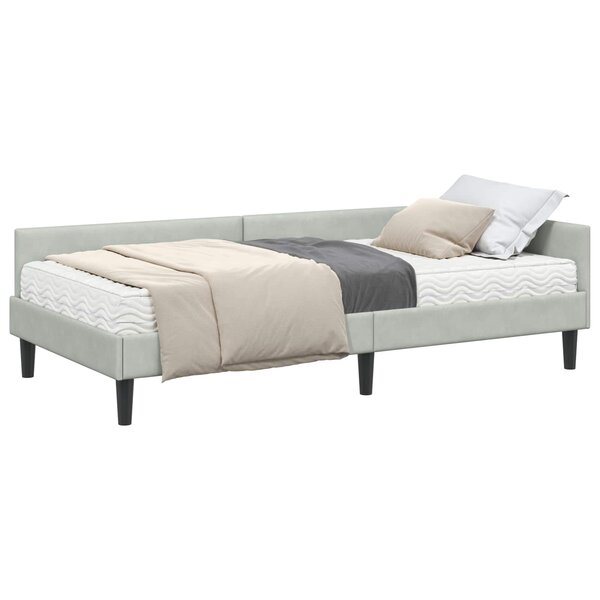 vidaXL Cadre de lit d'angle avec matelas 2 pc Gris clair 90 x 190 cm