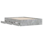 vidaXL Cadre de lit avec tiroirs sans matelas gris béton 120x200 cm