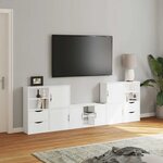 vidaXL Meubles TV 5 Pièces avec rangement ODDA blanc bois de pin massif