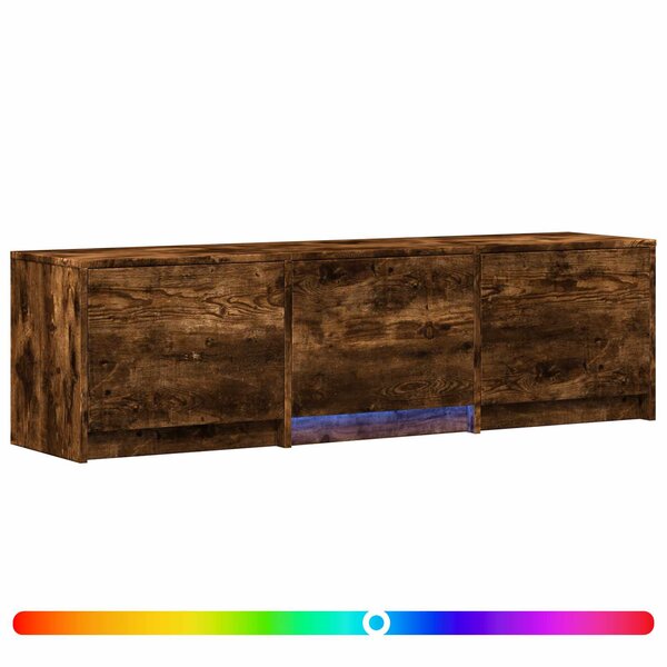 vidaXL Meuble TV avec LED 140 x 34 x 40 cm Chêne Fumé