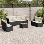 vidaXL Salon de jardin 9 Pièces avec coussins noir résine tressée