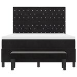 vidaXL Lit à Ressorts avec Matelas & Banc Noir 140x200 cm Velours