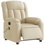 vidaXL Fauteuil inclinable de massage électrique crème tissu