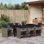 vidaXL Ensemble de salle à manger pour jardin 9 Pièces Gris polyrotin
