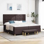 vidaXL Lit à ressorts avec matelas Marron foncé 200 x 200 cm tissu