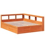 vidaXL Lit bibliothèque sans matelas cire marron 150x200 cm pin massif