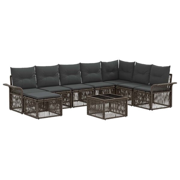 vidaXL Ensemble de canapé de jardin 9 Pièces Gris polyrotin