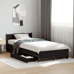 vidaXL Cadre de lit avec tiroirs noir 90x200 cm bois d'ingénierie