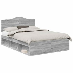 vidaXL Cadre de lit Gris Sonoma 160 x 200 cm Pin massif