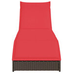 vidaXL Chaise longue pliante coussin rangement marron résine tressée